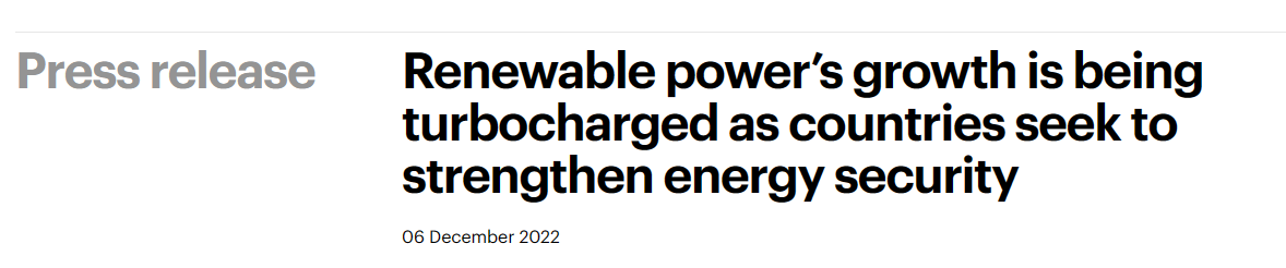 增加一个中国！IEA：未来5年全球可再生能源发电量将翻番